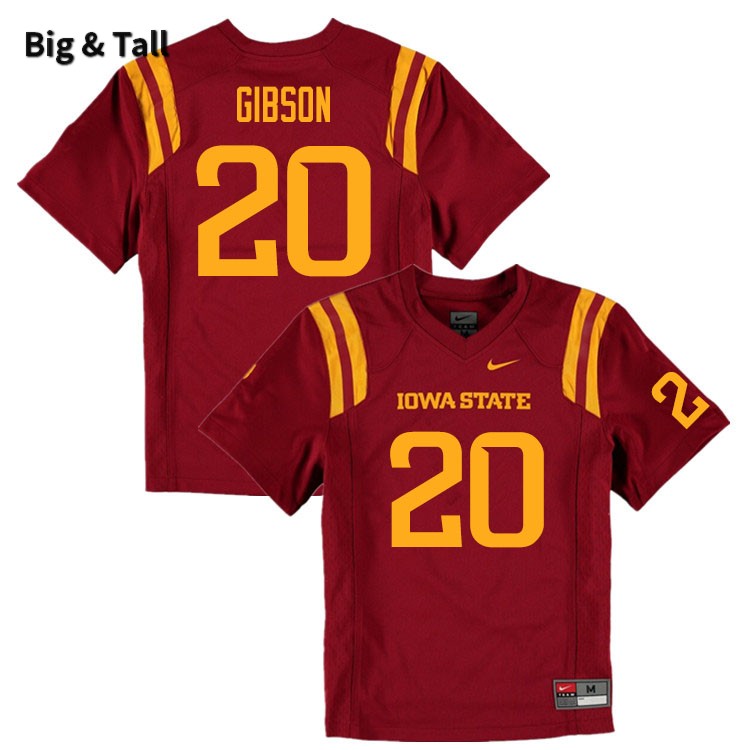 Iowa State Cyclones Men's #20 Hayes Gibson Nike NCAA Authentic Cardinal Big & Tall College Stitched Football Jersey KP42I02EY